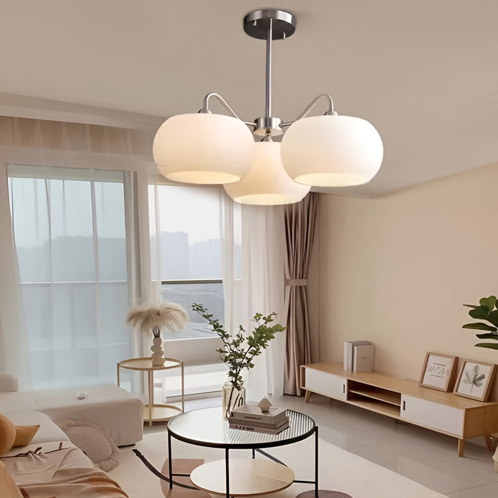 3 Light White Glass Pendant Chandelier Vintage Industrial Hanging Ceiling Light