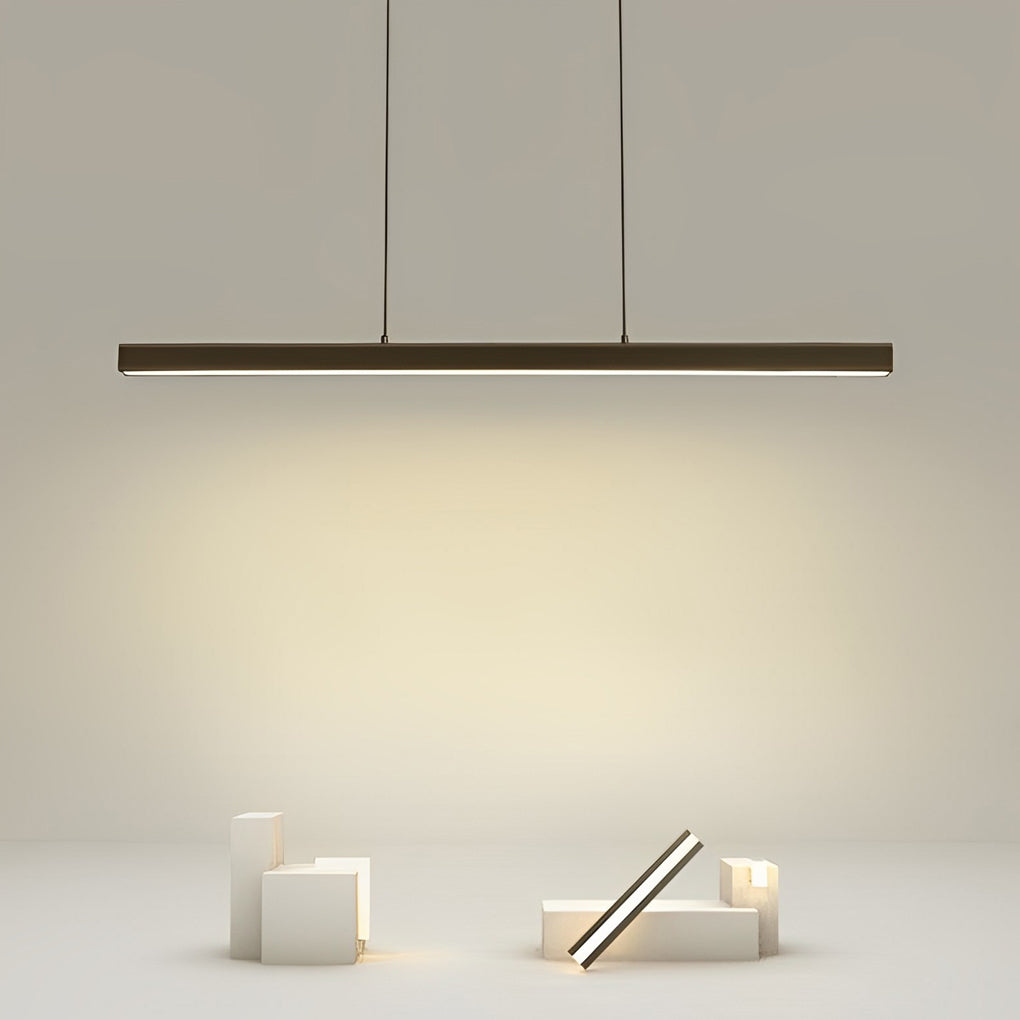 30 Inch Modern Black Linear Pendant Light Rectangular LED Hanging Lamp for Dining Table