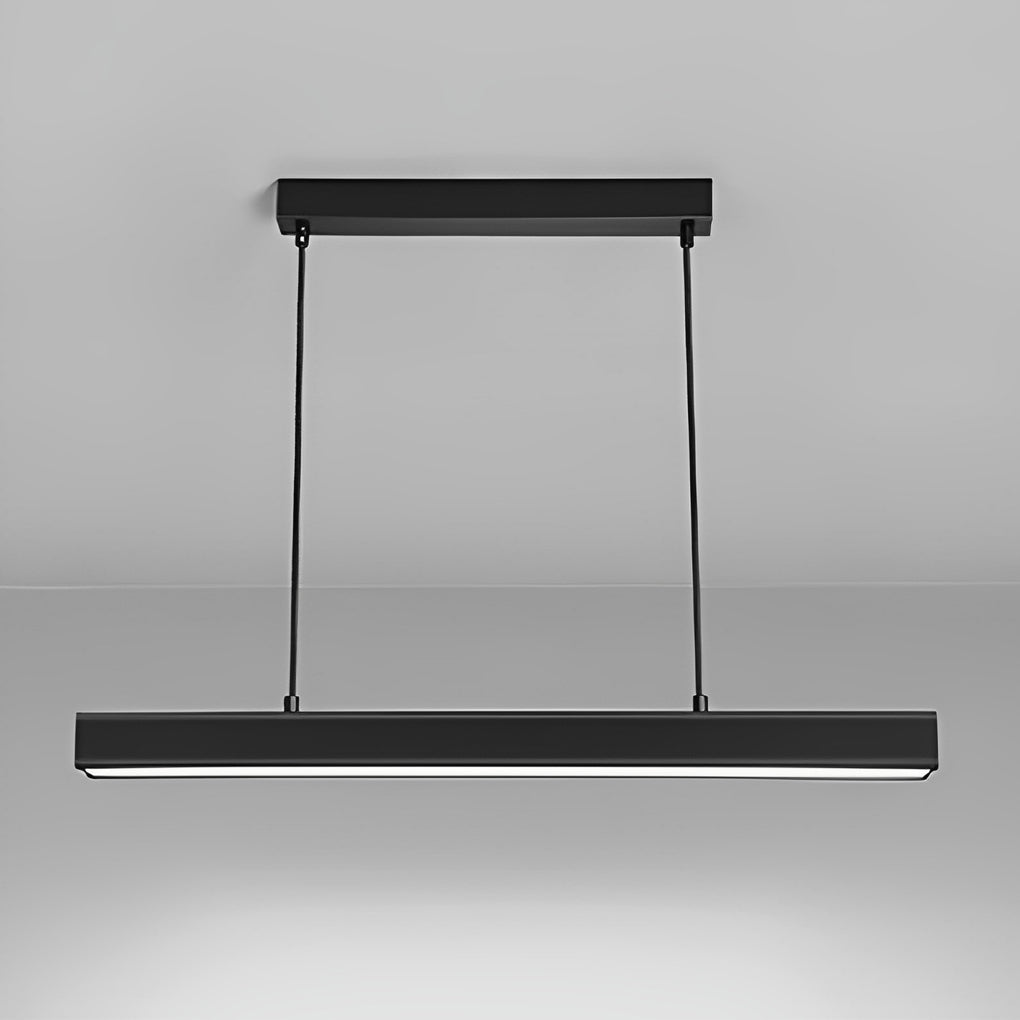 30 Inch Modern Black Linear Pendant Light Rectangular LED Hanging Lamp for Dining Table
