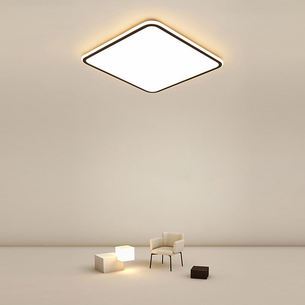 30 Inch Large Square LED Flush Mount Ceiling Light Dimmable Black Geometric Light Fixture