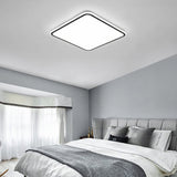 30 Inch Large Square LED Flush Mount Ceiling Light Dimmable Black Geometric Light Fixture