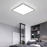 30 Inch Large Square LED Flush Mount Ceiling Light Dimmable Black Geometric Light Fixture