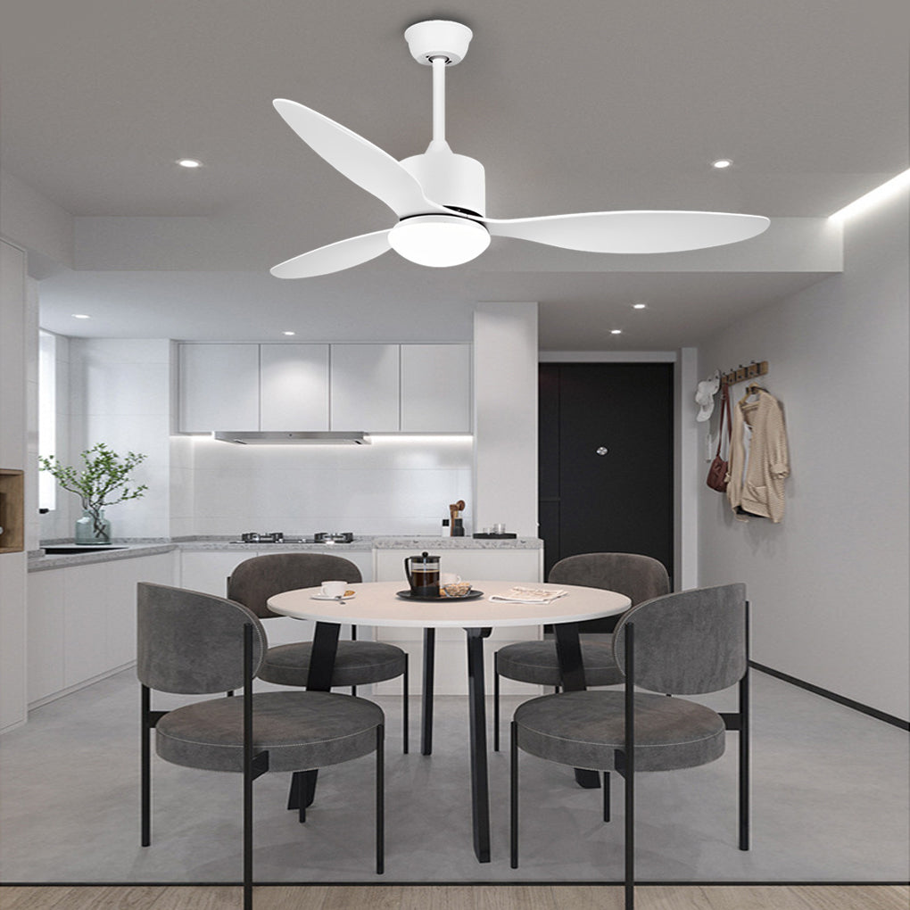 Modern 52 Inch Ceiling Fan with Dimmable LED Light and Remote 3 Blade Silent Motor Flush Mount