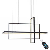 31.5 Inch Modern 3 Tier Square Rectangular LED Chandelier Aluminum Dimmable Kitchen Island Pendant Light