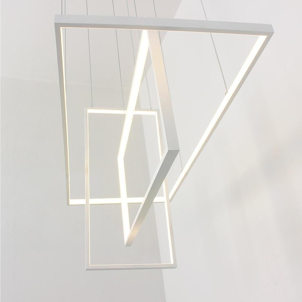 31.5 Inch Modern 3 Tier Square Rectangular LED Chandelier Aluminum Dimmable Kitchen Island Pendant Light