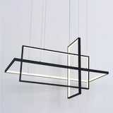 31.5 Inch Modern 3 Tier Square Rectangular LED Chandelier Aluminum Dimmable Kitchen Island Pendant Light