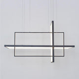 31.5 Inch Modern 3 Tier Square Rectangular LED Chandelier Aluminum Dimmable Kitchen Island Pendant Light