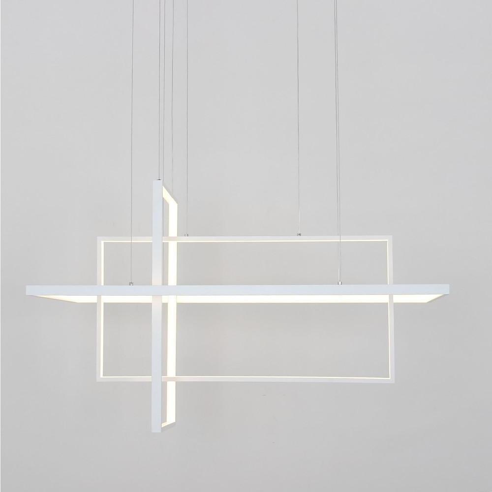 31.5 Inch Modern 3 Tier Square Rectangular LED Chandelier Aluminum Dimmable Kitchen Island Pendant Light