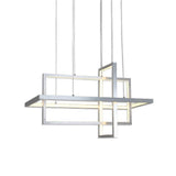 31.5 Inch Modern 3 Tier Square Rectangular LED Chandelier Aluminum Dimmable Kitchen Island Pendant Light