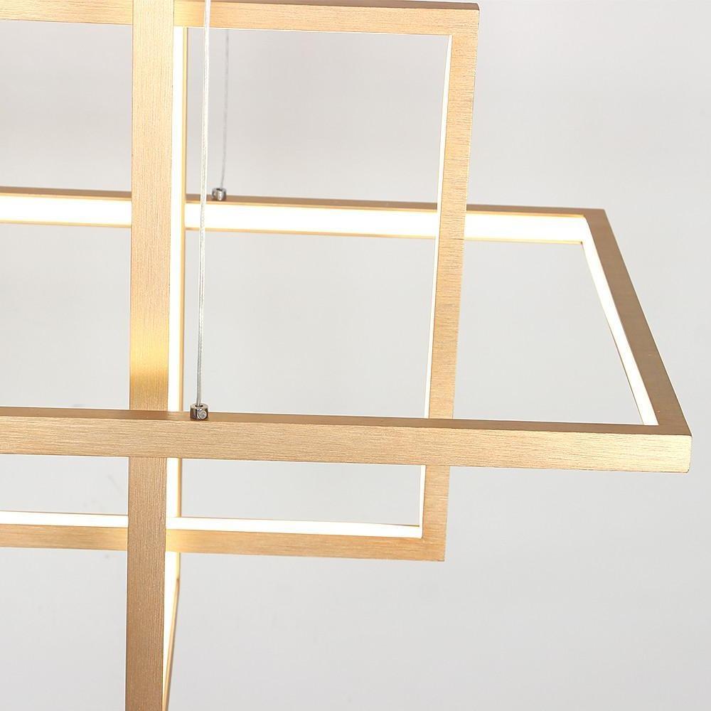 31.5 Inch Modern 3 Tier Square Rectangular LED Chandelier Aluminum Dimmable Kitchen Island Pendant Light