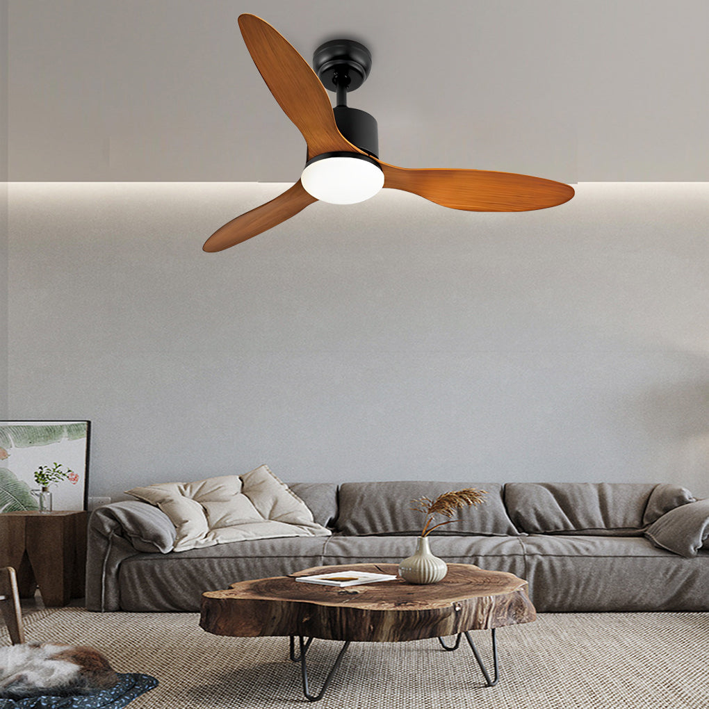 Modern 52 Inch Ceiling Fan with Dimmable LED Light and Remote 3 Blade Silent Motor Flush Mount