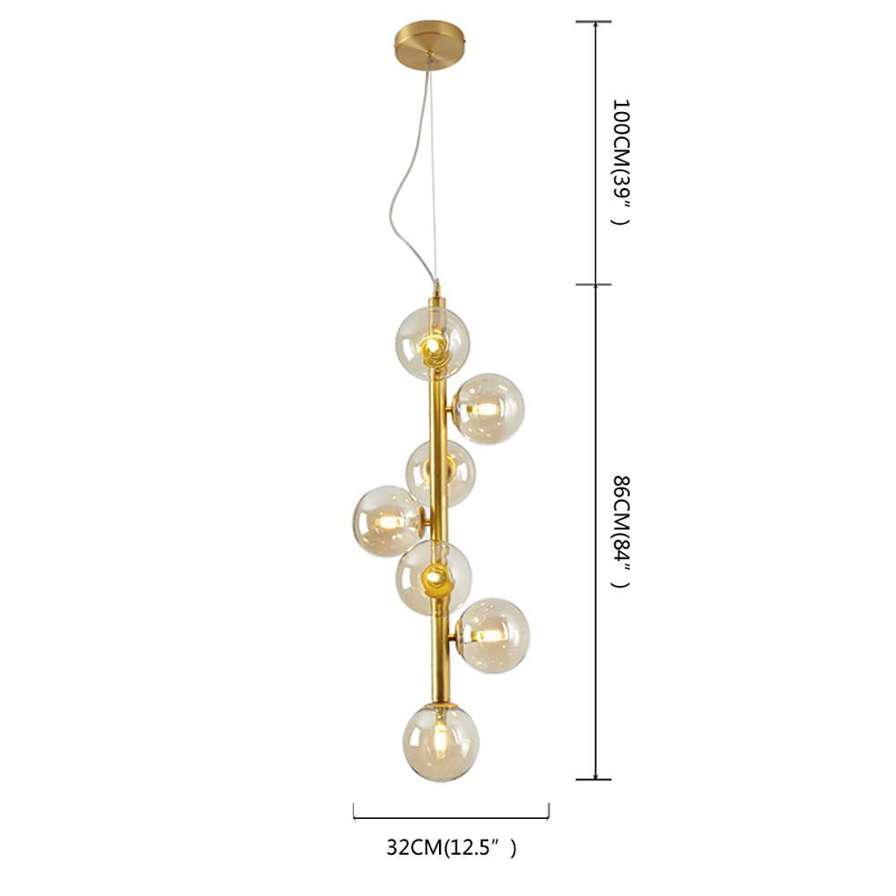 34 Inch Modern Artistic Glass Globe Chandelier 7 Light LED Pendant Ceiling Hanging Lamp
