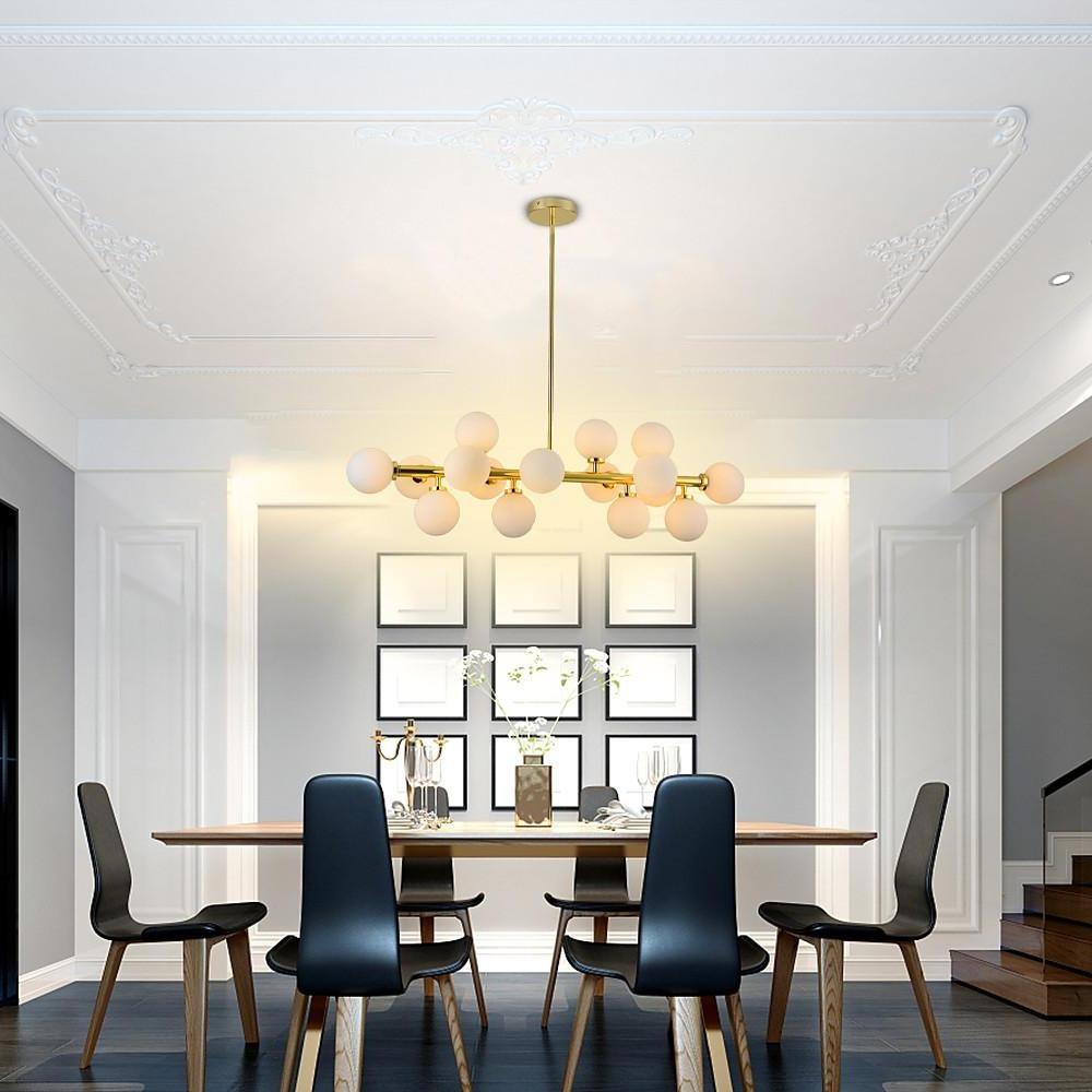 35 Inch Modern 16 Light Molecular Pendant Lighting LED Glass Globe Chandelier for Living Room