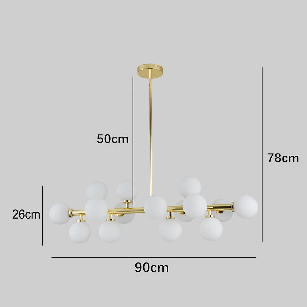 35 Inch Modern 16 Light Molecular Pendant Lighting LED Glass Globe Chandelier for Living Room