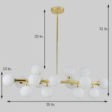 35 Inch Modern 16 Light Molecular Pendant Lighting LED Glass Globe Chandelier for Living Room