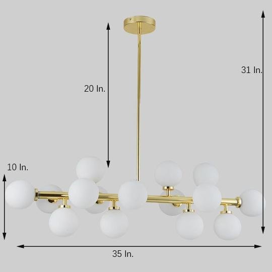 35 Inch Modern 16 Light Molecular Pendant Lighting LED Glass Globe Chandelier for Living Room