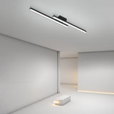 35 Inch Modern LED Rectangular Semi Flush Mount Kitchen Ceiling Light Black Finish