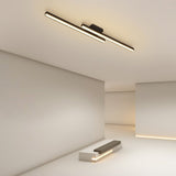 35 Inch Modern LED Rectangular Semi Flush Mount Kitchen Ceiling Light Black Finish