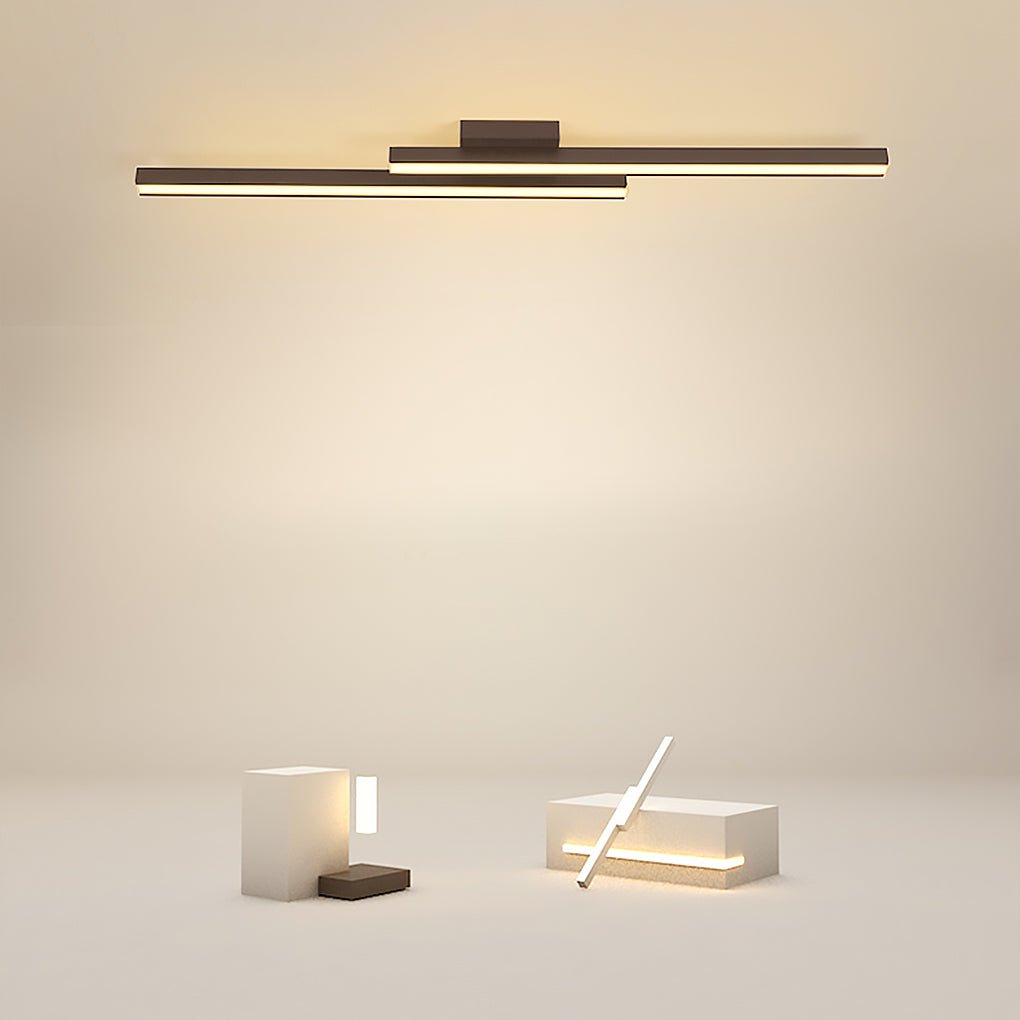 35 Inch Modern LED Rectangular Semi Flush Mount Kitchen Ceiling Light Black Finish