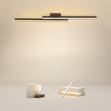 35 Inch Modern LED Rectangular Semi Flush Mount Kitchen Ceiling Light Black Finish