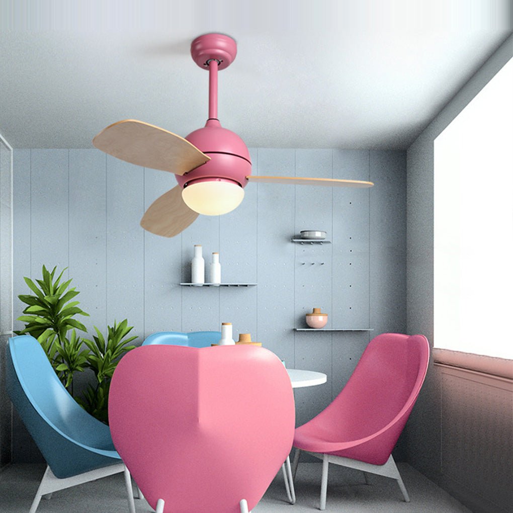 36 Inch Modern Nordic LED Ceiling Fan with Remote Control Dimmable Light for Living Room and Bedroom