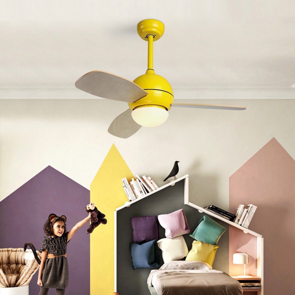 36 Inch Modern Nordic LED Ceiling Fan with Remote Control Dimmable Light for Living Room and Bedroom