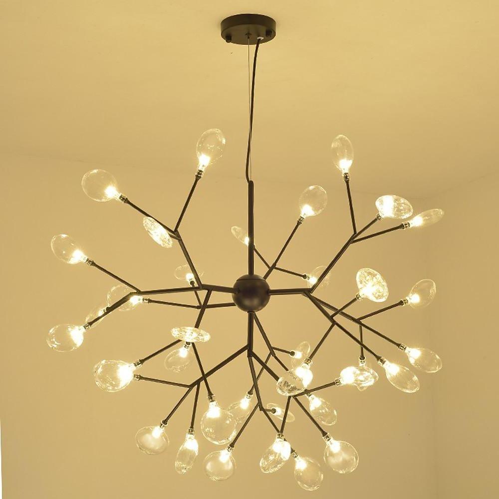 36 Light LED Sputnik Chandelier Modern Black and Gold Cluster Hanging Pendant Light Fixture