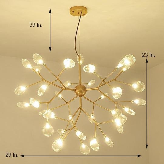 36 Light LED Sputnik Chandelier Modern Black and Gold Cluster Hanging Pendant Light Fixture