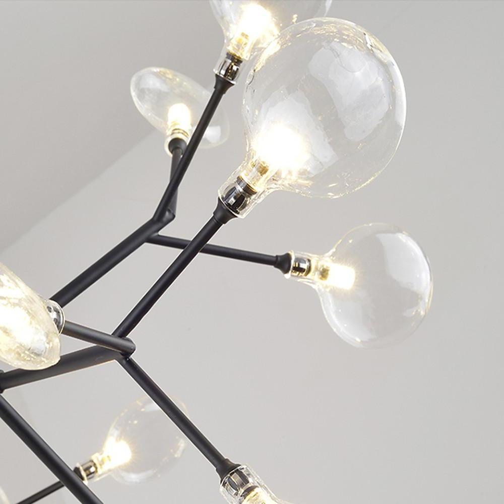 36 Light LED Sputnik Chandelier Modern Black and Gold Cluster Hanging Pendant Light Fixture