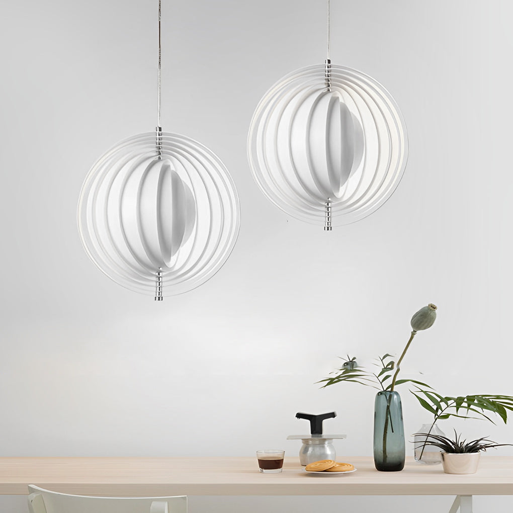360 Degree Rotatable White Metal Nordic Pendant Lamp Modern Adjustable Iron Hanging Light for Bedroom