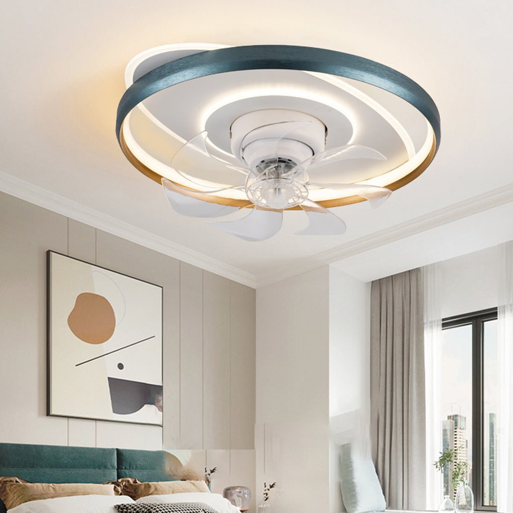 360 Degree Rotating Low Profile LED Ceiling Fan with Stepless Dimming Remote Control