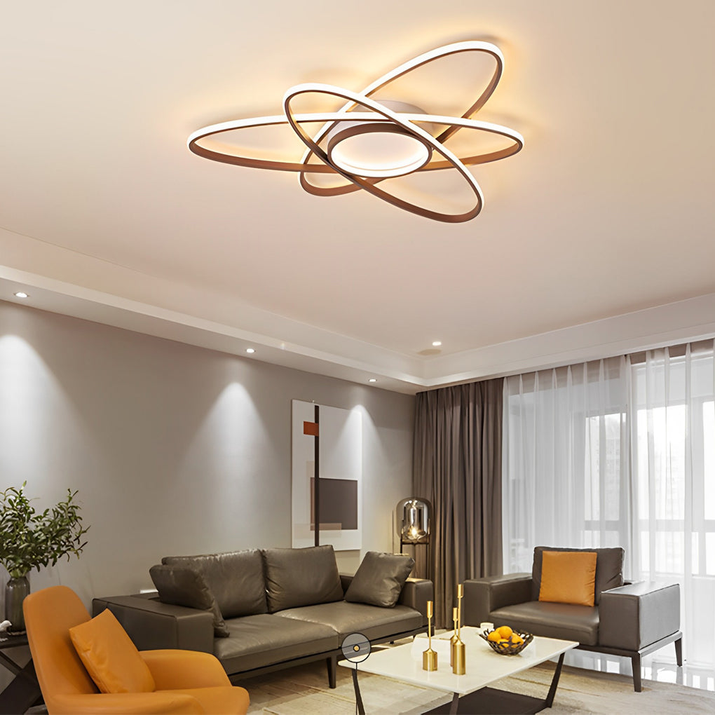 Artistic Geometric Oval Dimmable LED Flush Mount Ceiling Lamp for Modern Living Spaces