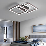 Geometric Brown LED Square Ceiling Light Semi Flush Mount Modern Aluminum Fixture