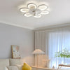 Modern 19.7 Inch White Flower Flush Mount Ceiling Fan with Remote Control and Dimmable LED Light
