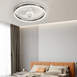 Modern Round Flush Mount Ceiling Fan with Silent LED Light and Three Step Dimming Design