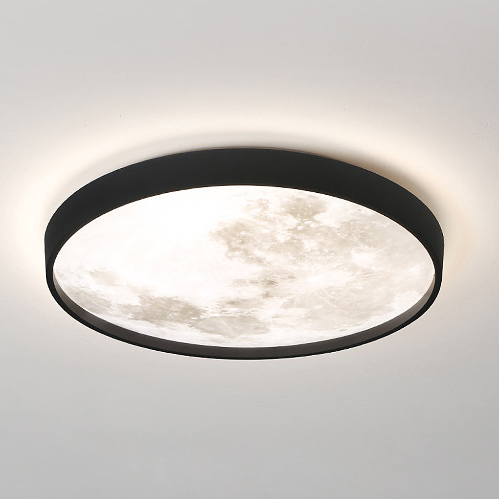 Circular Moon Inspired LED Ceiling Light Modern Flush Mount with Adjustable Color