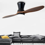 Walnut Wood 2 Blade Modern Ceiling Fan with Dimmable LED Lighting Silent DC Motor and Remote Control 56 Inch