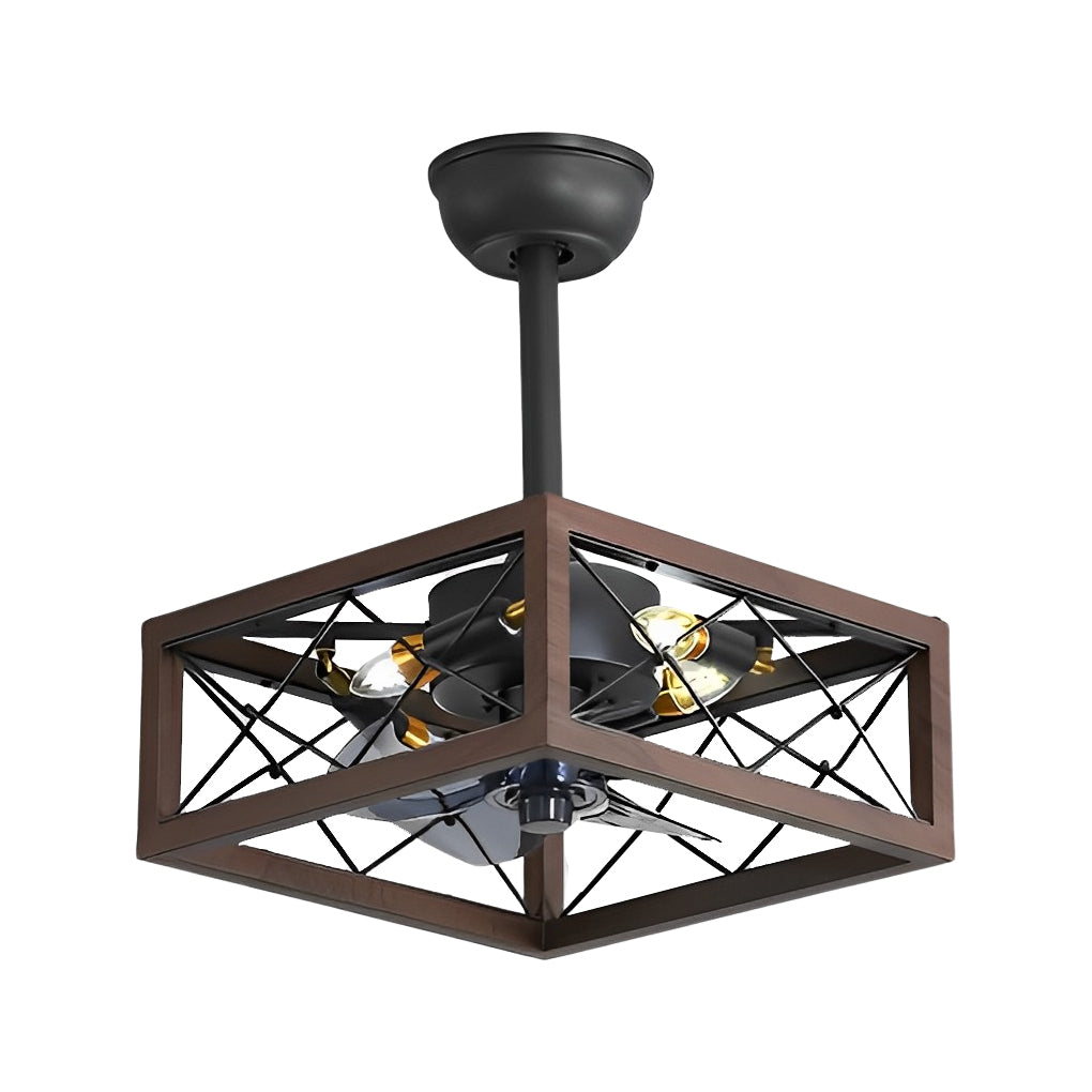 Retro Bladeless Ceiling Fan with 3 Color Dimmable LED Light and Remote Control