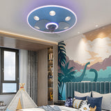 Low Profile Flush Mount Ceiling Fan with Round Acrylic Light and 3 Color Dimming