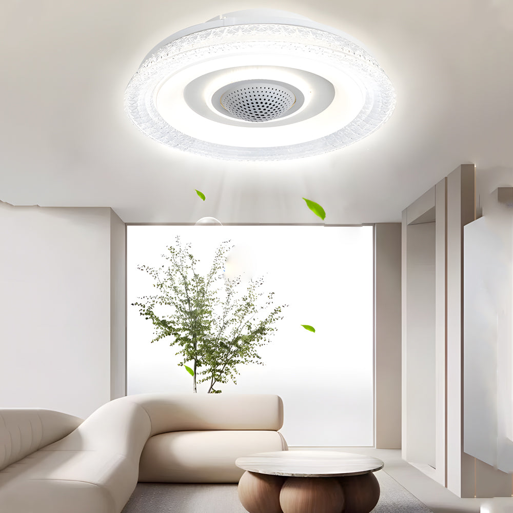 Modern 20 Inch Bladeless Smart Ceiling Fan with Dimmable LED Light and Remote Control