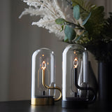 Nordic Glass Dome LED Candle Lamp Portable Rechargeable Table Light with Touch Control