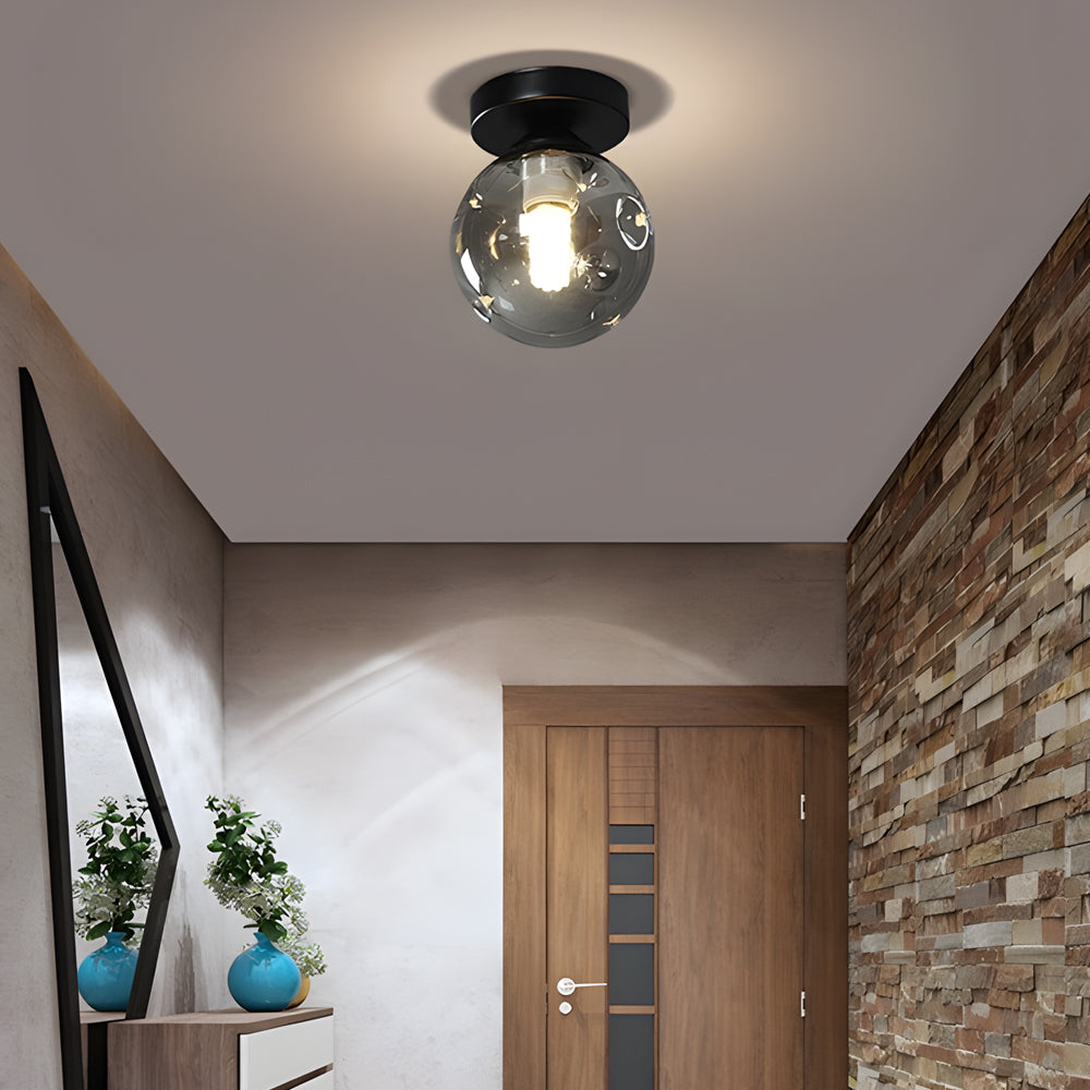 Modern Nordic Amber Glass Semi Flush Mount Ceiling Light for Corridor and Hallway