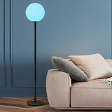 Smart LED Globe Floor Lamp with App Control 16 Color RGB Lighting and Black Metal Finish