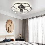 Modern Flower Shaped Silent LED Ceiling Fan with 3 Color Dimming Light