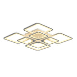 Modern Square Geometric LED Flush Mount Ceiling Light with Remote Control Stepless Dimming