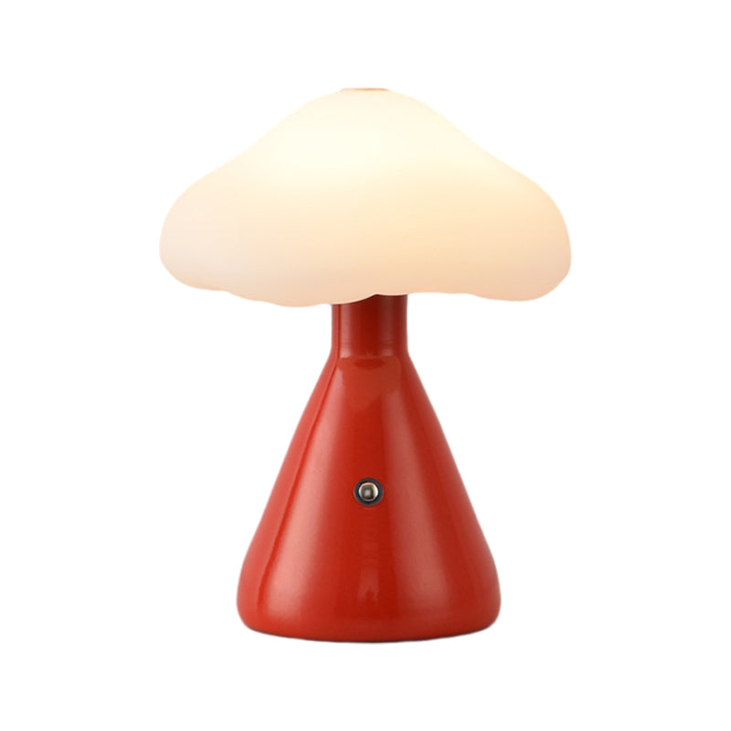 Modern Brushed Metal Mushroom LED Table Lamp with Touch Dimming for Bedroom