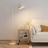 Modern White Arc Floor Lamp with Dimmable LED Dome Shade and Marble Base