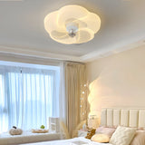 Modern Flower Shape LED Flush Mount Ceiling Fan with 3 Step Dimming and Quiet Motor