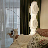 Sculptural Wavy LED Floor Lamp with White Acrylic Shades and Foot Pedal Control