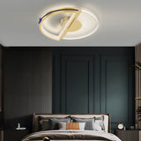 Modern Gold LED Ceiling Light with Crystal and Leather Detail 3 Step Dimming Round Flush Mount Fixture